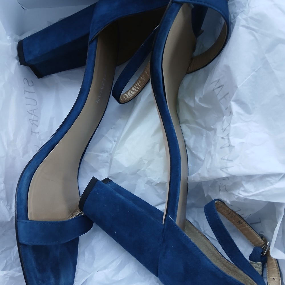 Stuart Weitzman Blue Suede Heels - Picture 2 of 3